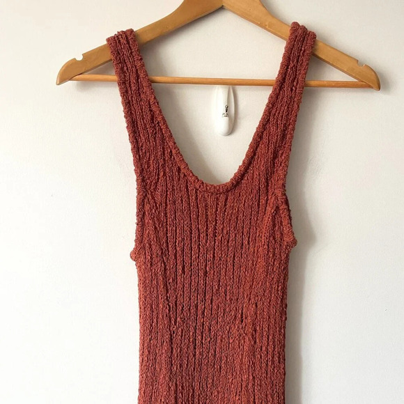 H&M Long Knit Sleeveless Maxi Dress Brick Red Size Medium - Picture 4 of 7